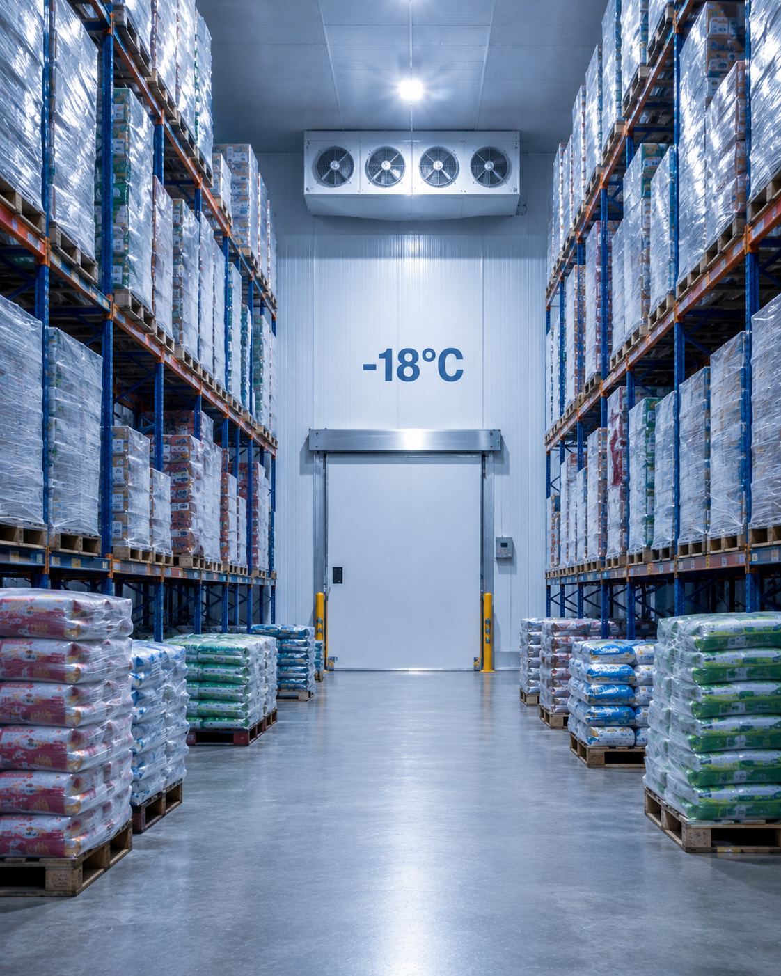 Temperature-controlled cold storage warehouse interior